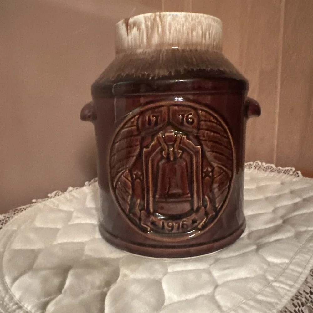 McCOY USA 154 BICENTENNIAL 1776-1976 LIBERTY BELL MILK CAN COOKIE JAR‎ VTG